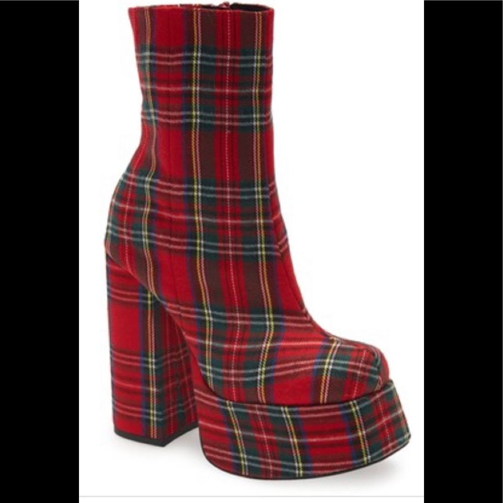 Jeffrey Campbell tartan plaid platform boots 9.5